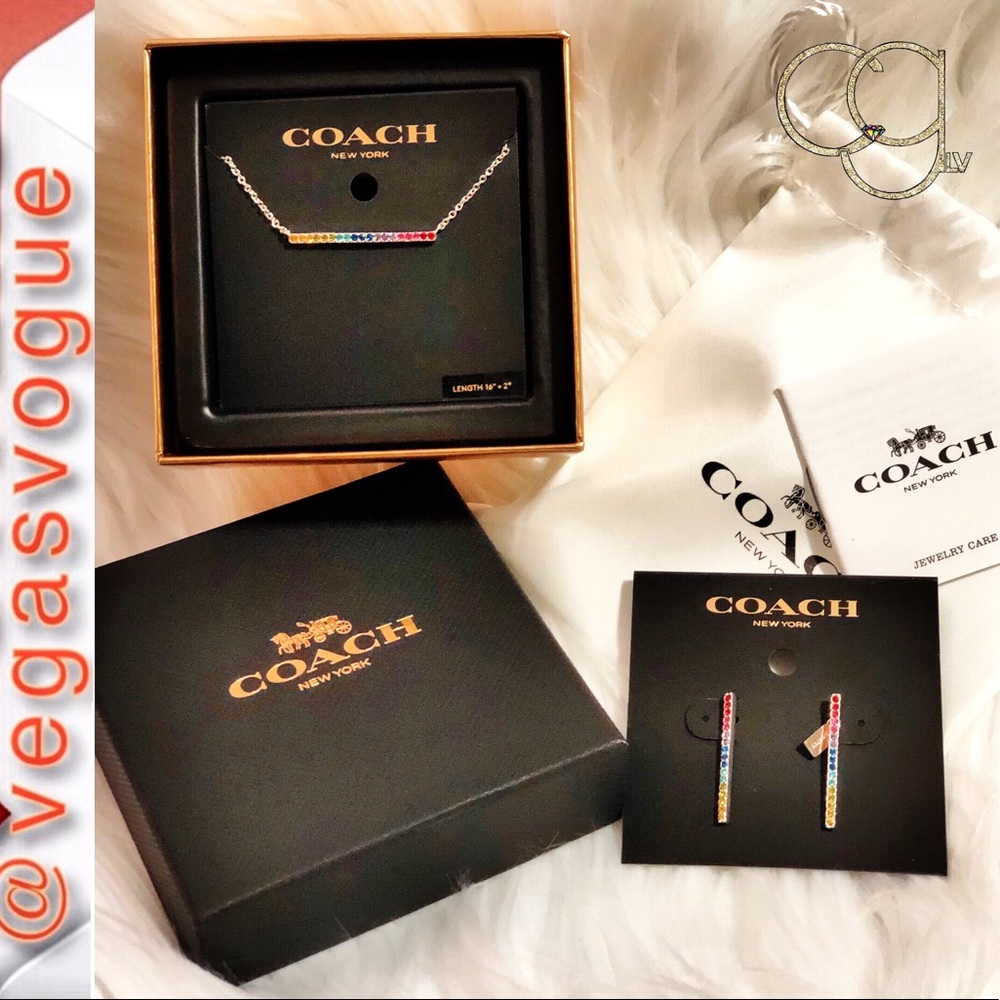 COACH Bar Necklace & Matching Earrings NWT